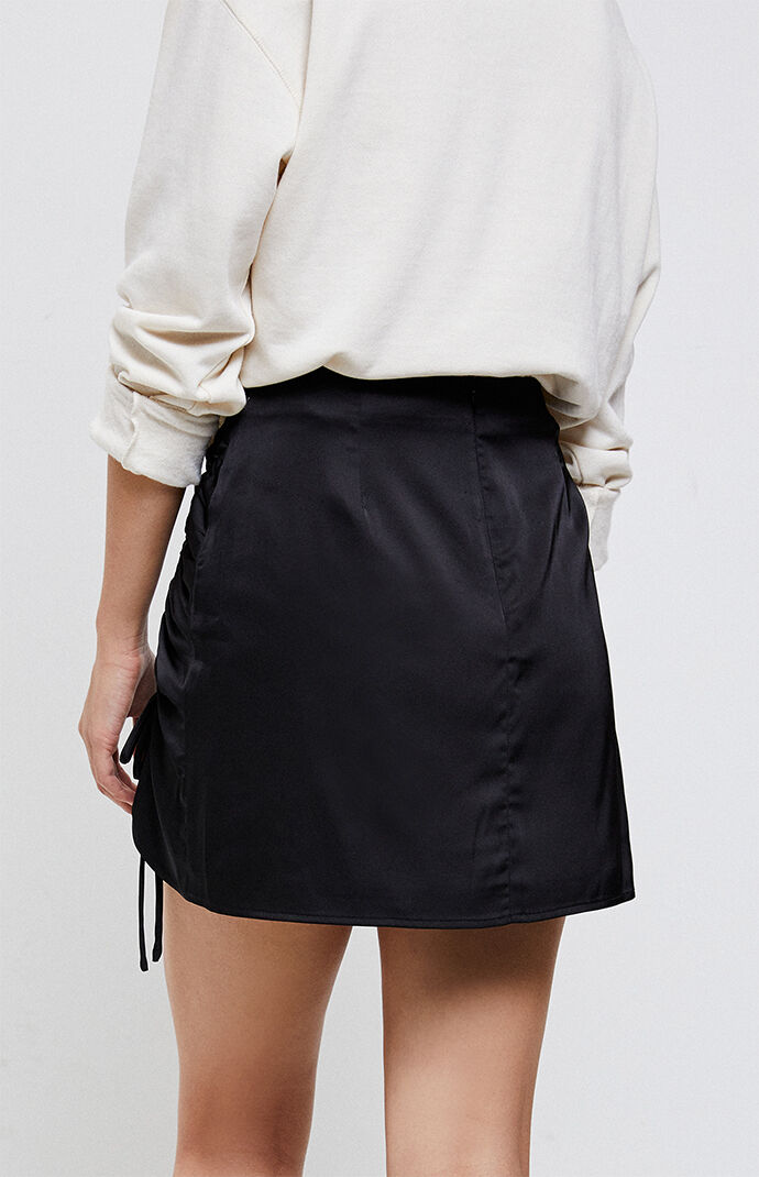 Cinched Satin Mini Skirt