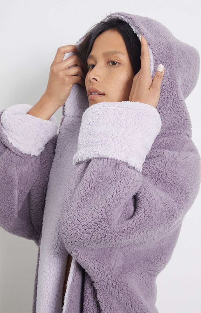 Open front sherpa top jacket