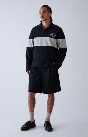 Black Rugby Long Sleeve Polo Shirt image number 5