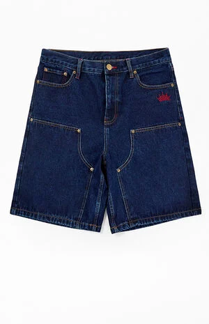 by Pacsun Dark Blue Knee Panel Baggy Denim Shorts image number 1