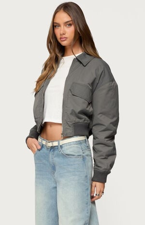 Dolan Ruched Oversized Bomber Jacket image number 2