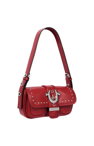 Red Smooth Moto Studded Shoulder Bag image number 2