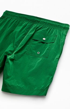 Green Salt Solid 6" Volley Swim Trunks image number 4