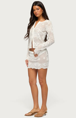 Rusa Button Up Sheer Crochet Top image number 4