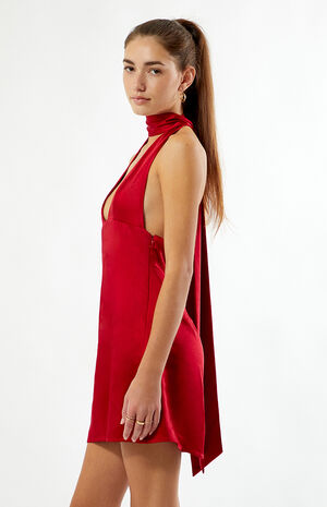 Vera Satin Halter Mini Dress image number 3