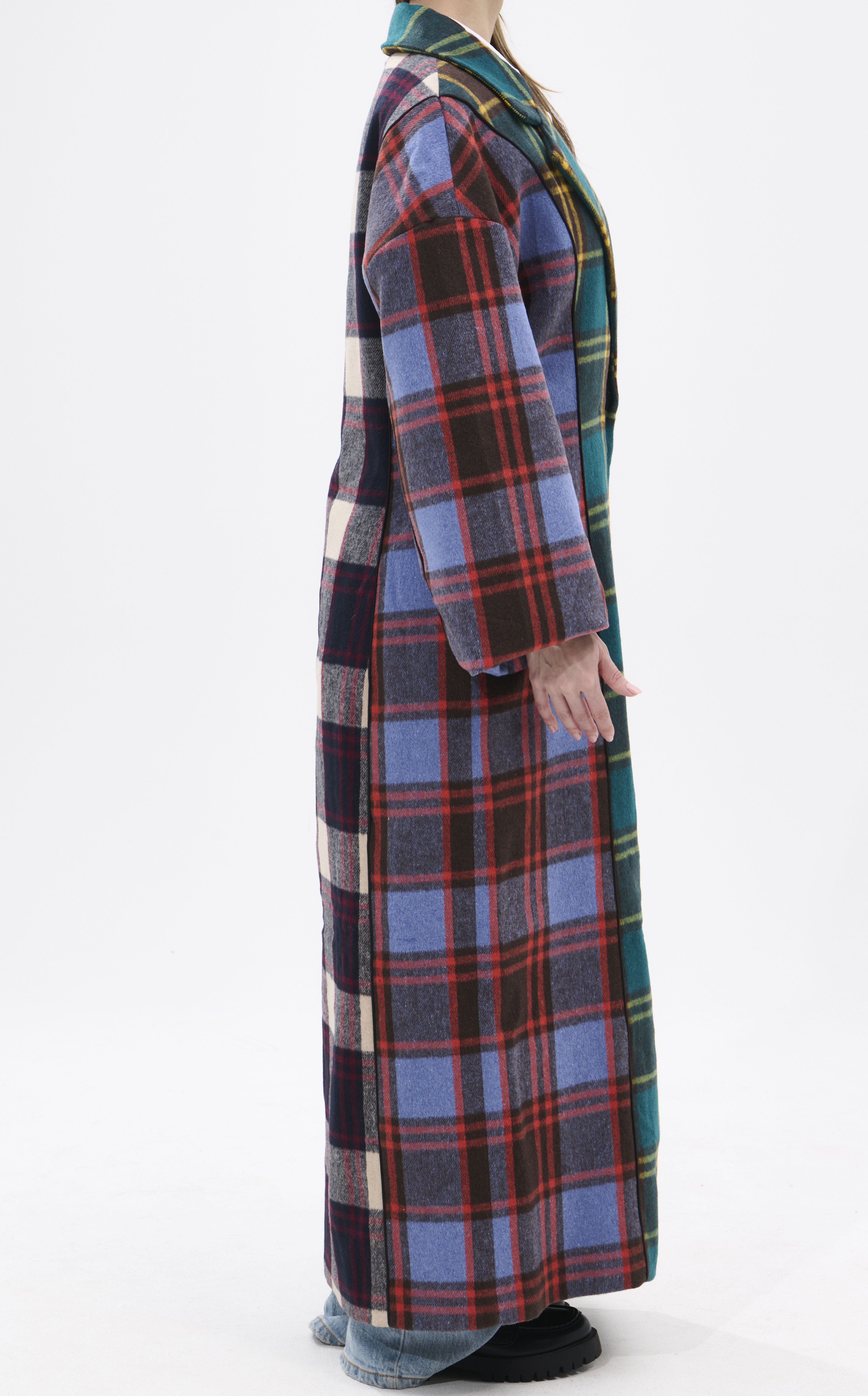 AZALEA WANG Studio Plaid Trench Coat
