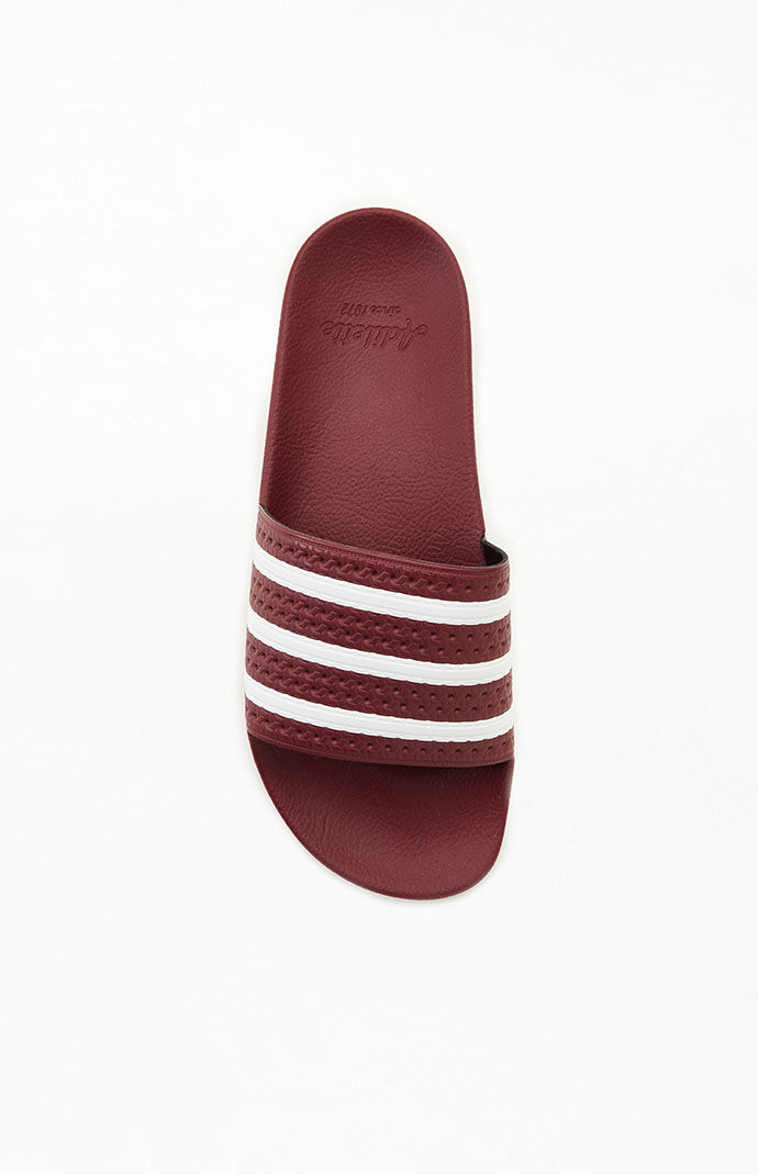 Adidas slides burgundy shop
