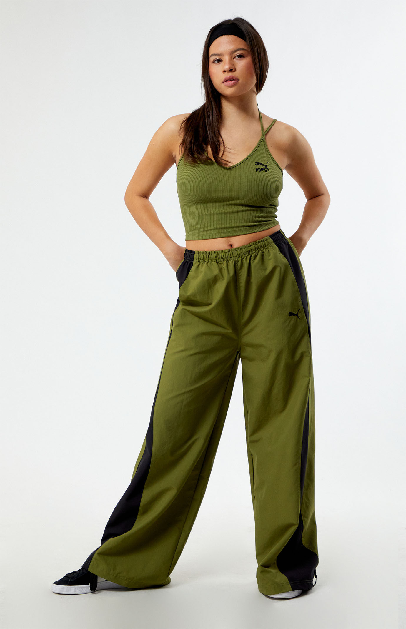 Puma Green Dare To Relaxed Parachute Pants | PacSun
