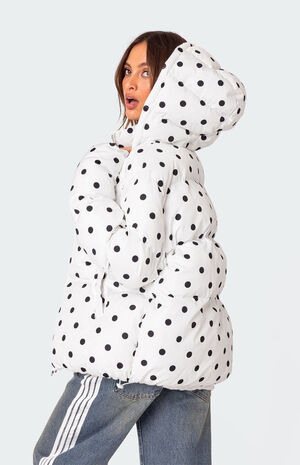 Marcey Polka Dot Hooded Puffer Jacket image number 4