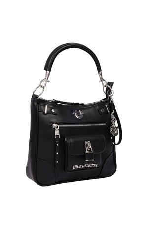Black Moto Zip Hobo Bag image number 2
