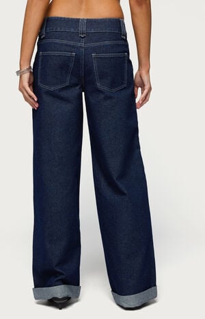 Cuffed Low Rise Straight Leg Jeans image number 3