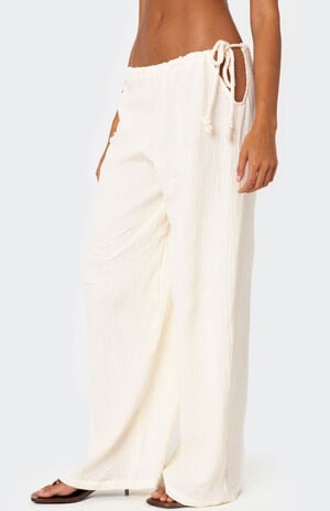 Leoni Side Tie Cotton Gauze Pants image number 4
