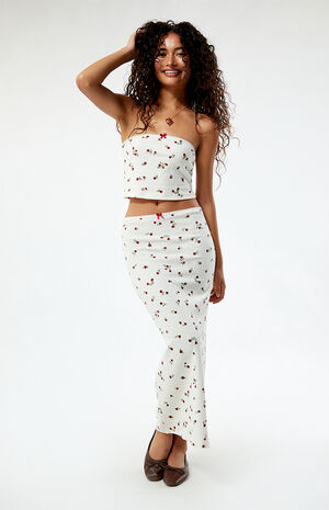 Ditsy Pointelle Midi Skirt image number 2