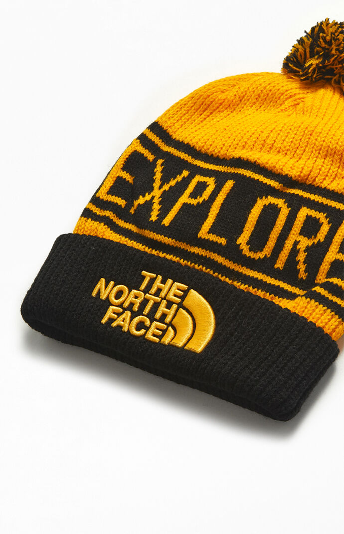 Yellow Retro Pom Beanie