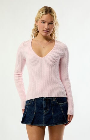 Maple Cable Knit V-Neck Sweater image number 3