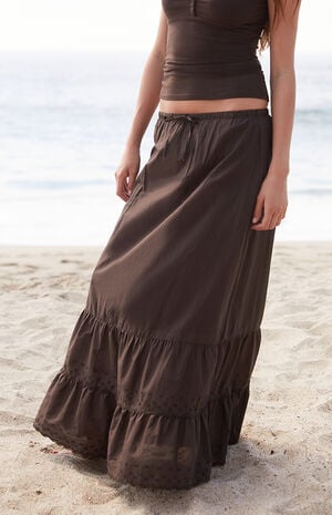 Brown Olive Maxi Skirt image number 2