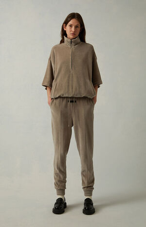 Women's Desert Taupe Velour Sweatpants image number 6