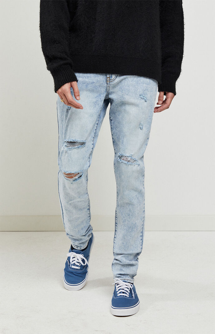 PacSun Light Ripped Stacked Skinny Jeans at PacSun.com