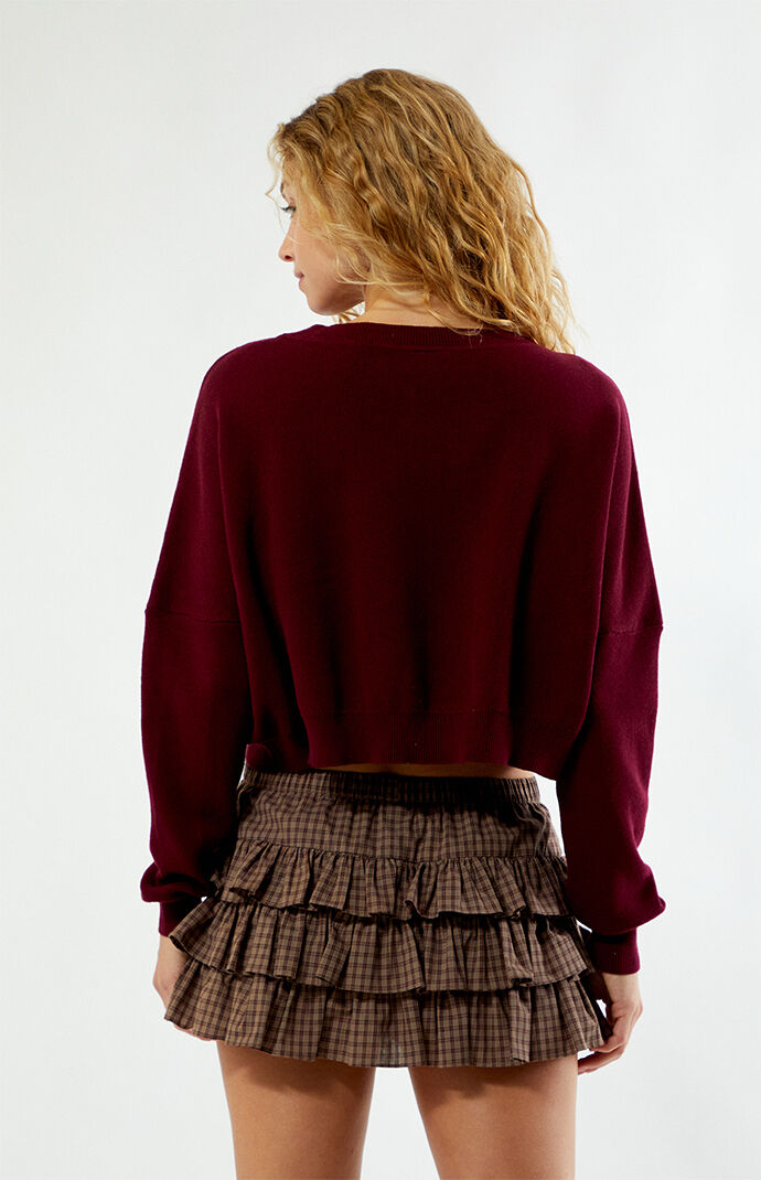 HYPE & VICE Harvard Crimson Ivy Knit Cropped Sweater