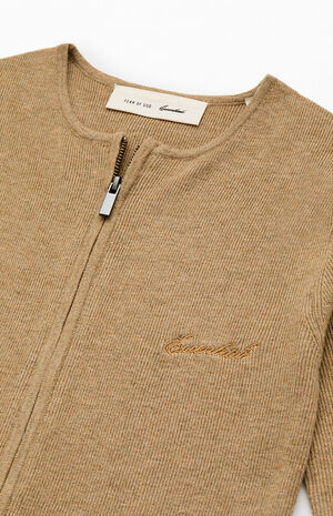 Women's Dune Signature Ribbed Knit Long Sleeve Zip Up Top image number 2