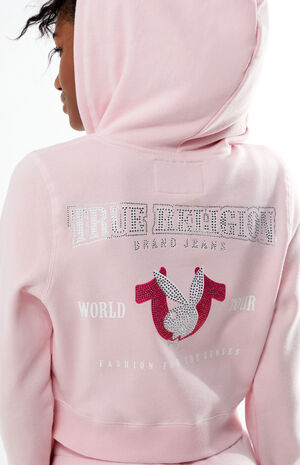 x Playboy Crystal Shrunken Zip Up Hoodie image number 2