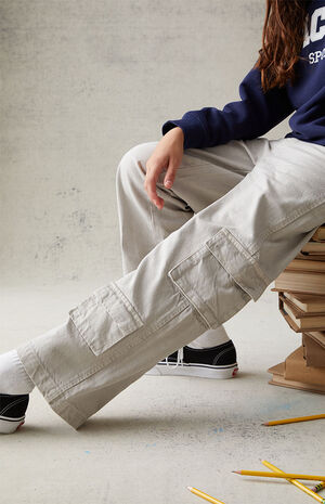 Eco Off White Baggy Cargo Pants image number 3