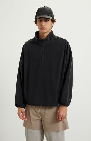 Black Half Zip Oversized Pullover Sweatshirt image number 2