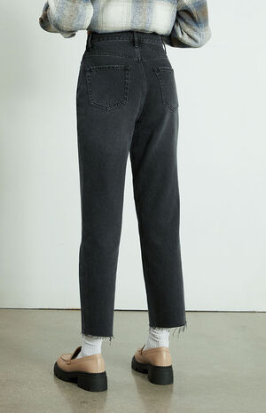 Eco Black High Waisted Straight Leg Jeans image number 4