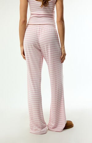 Pink & White Lounge Striped Baggy Pants image number 4