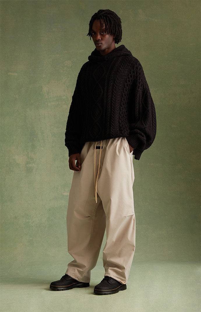 Fear of God ESSENTIALS Jet Black Cable Knit Hoodie | Pacsun