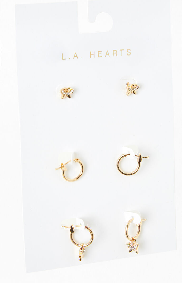 3 Pack Butterfly Earrings