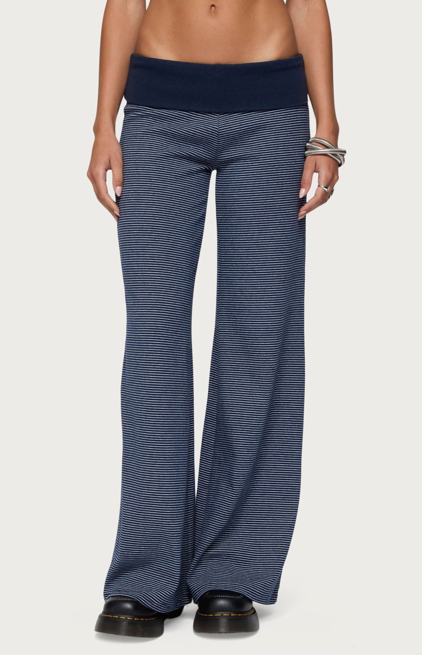 Edikted Amarna Striped Fold Over Pants