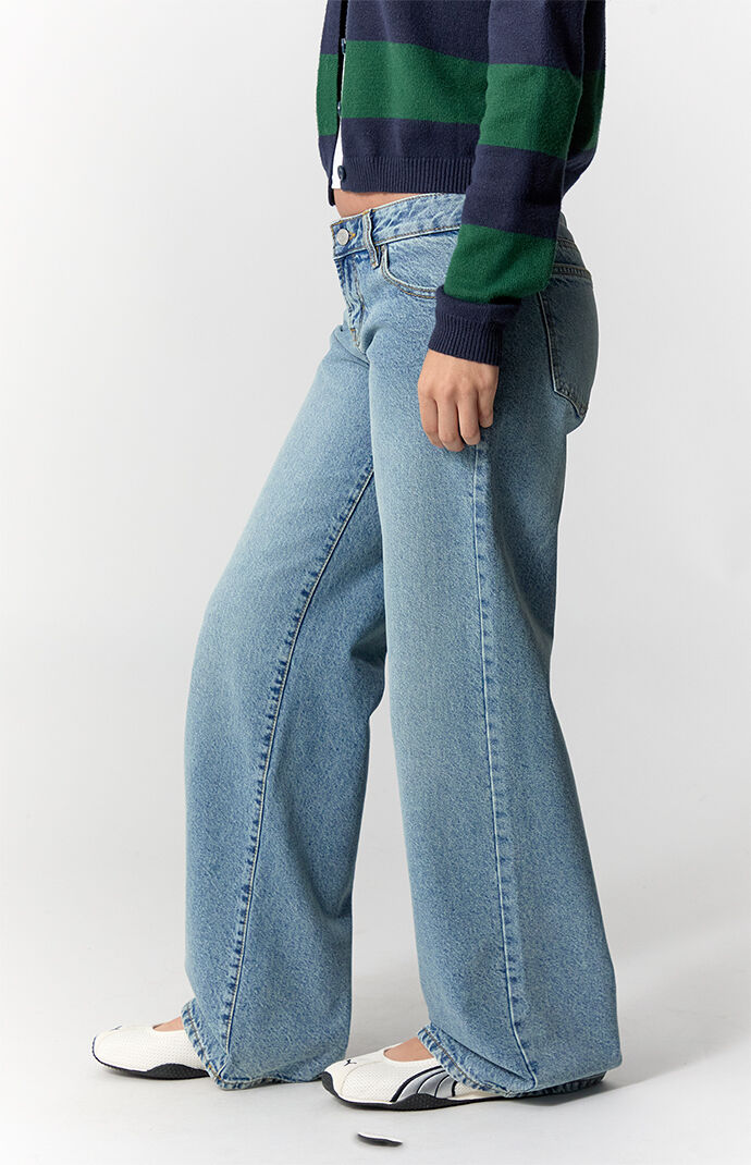Pacsun Zoe Low Rise Girlfriend Jeans Medium Blue Wash