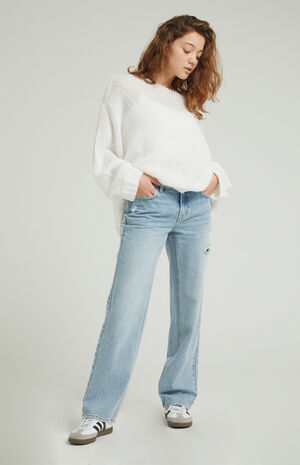 Jordyn Light Indigo Ripped Low Rise Straight Leg Jeans image number 2