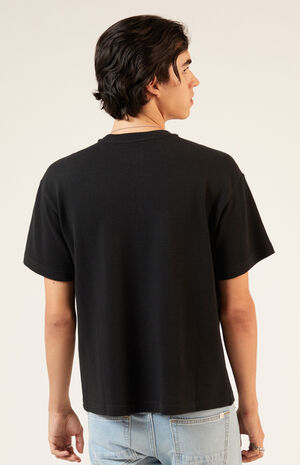 Black Solid Waffle Knit T-Shirt image number 3