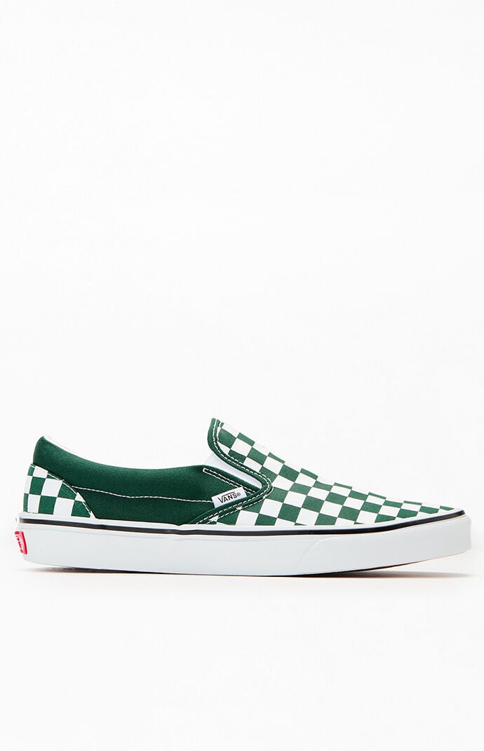 Vans Green Checkerboard Slip-On Shoes