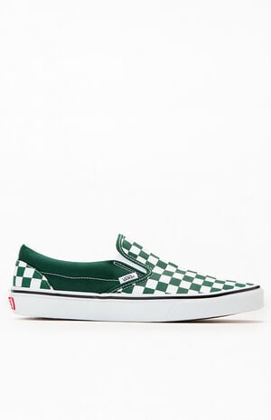 Green Checkerboard Slip-On Shoes image number 1