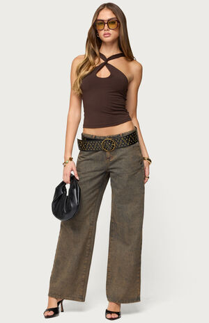 Dariah Twisted Crisscross Cutout Top image number 5