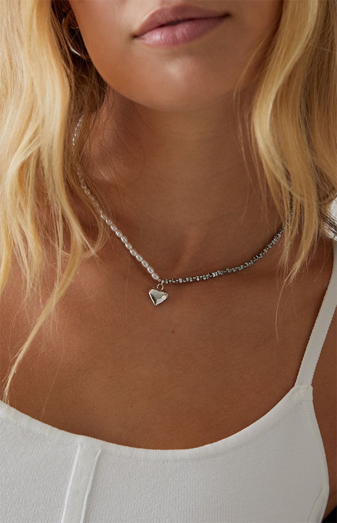 LA Hearts Silver Heart Pendent Necklace | PacSun