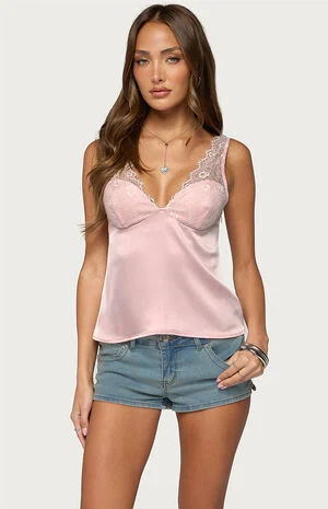 Vikkey Lacey Satin Tank Top image number 1