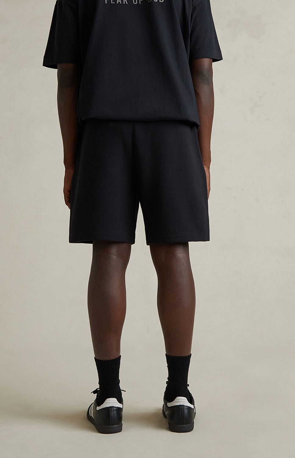 Fear of God ESSENTIALS Jet Black Soccer Fleece Sweat Shorts thumbnail 4