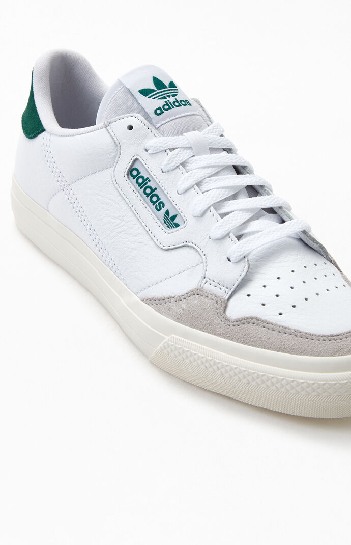 adidas white & green continental vulc trainers