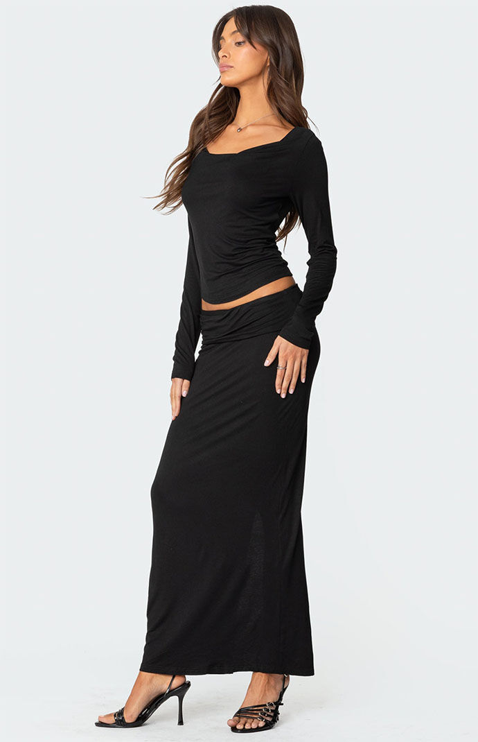 Edikted Johanna Fold Over Maxi Skirt | Pacsun