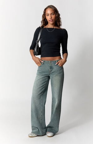 Casey Low Rise Baggy Jeans Medium Wash Blue image number 7