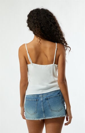 Lace Trim V-Neck Babydoll Tank Top image number 3