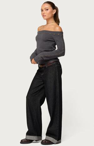 Morgen Grommet Off Shoulder Knit Top image number 4
