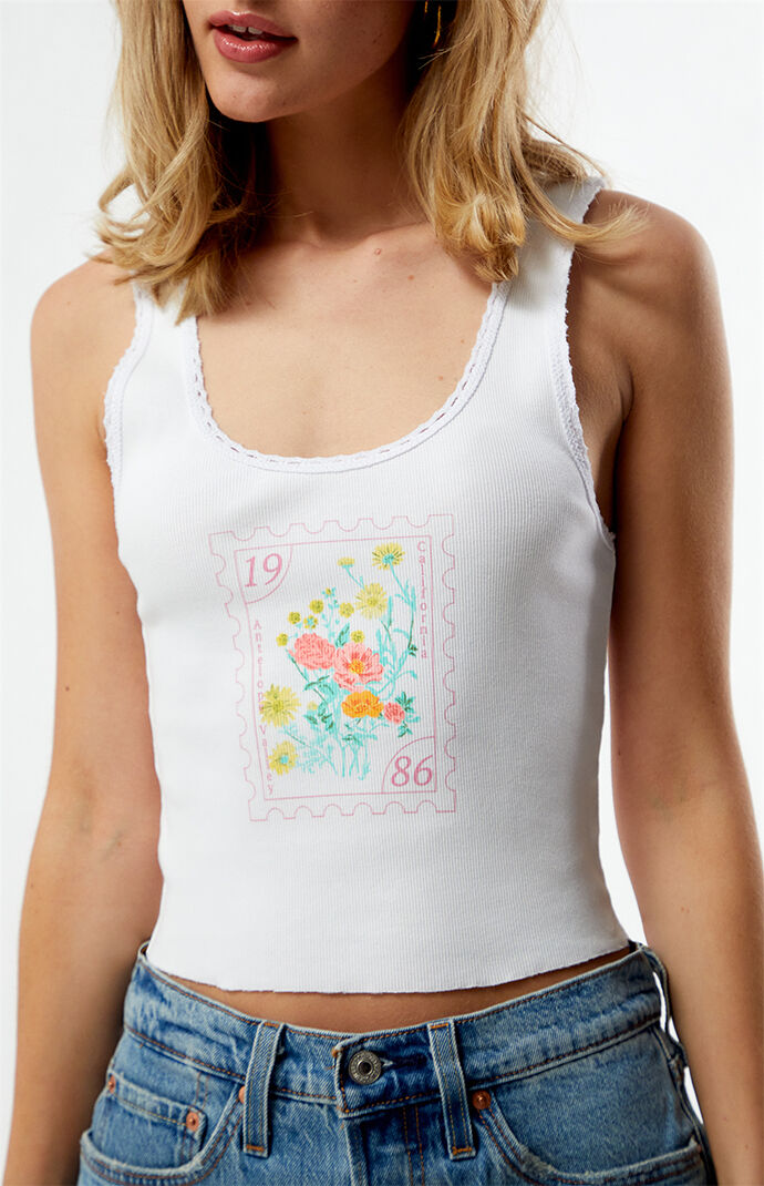 PS / LA Garden Stamp Cropped Tank Top | PacSun