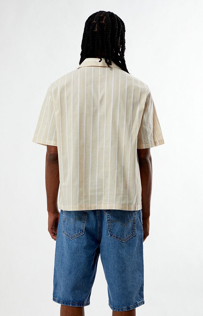 Pacsun Tan Striped Oversized Camp Shirt