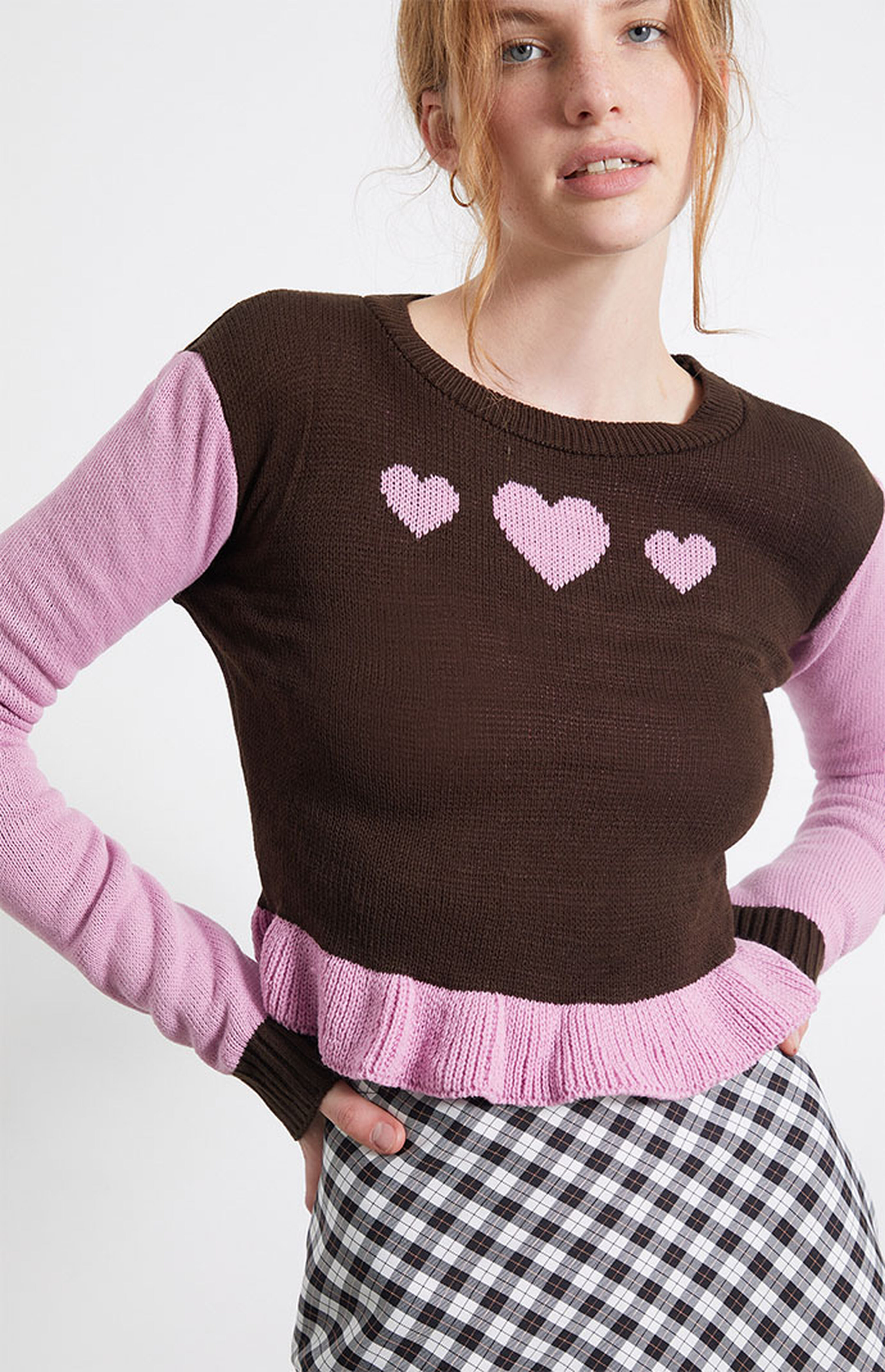 Daisy Street Heart Knit Sweater PacSun