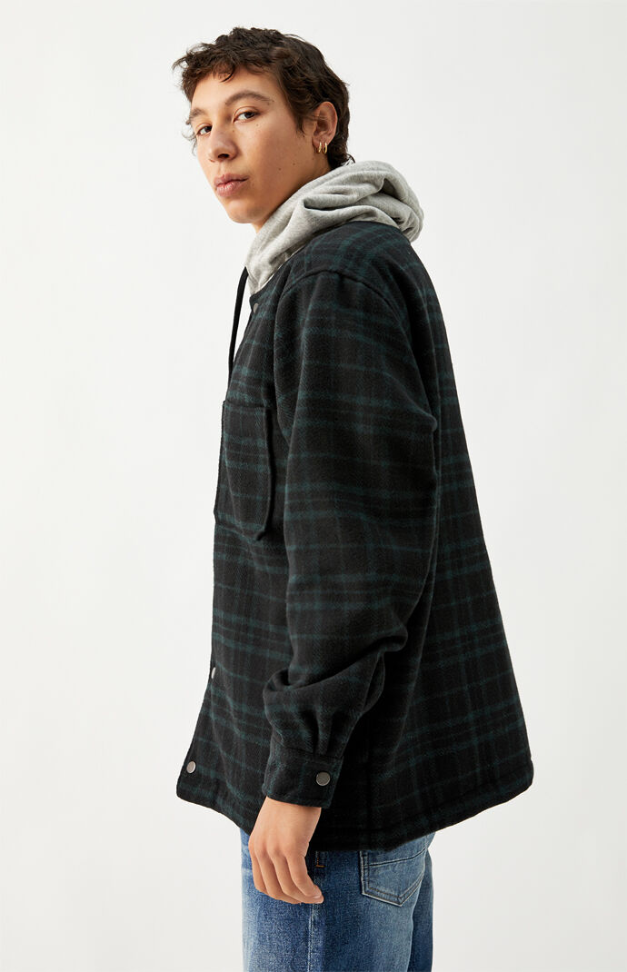 Cord & Plaid Split Hooded Shacket